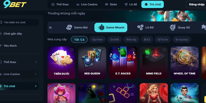 Game nhanh là điểm đến không thể bỏ qua tại 9BET